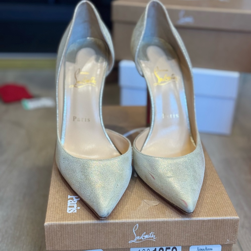Christian Louboutin Gold Heeled Pumps for Special Occasions